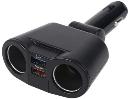 12V 24V Auto 2 Way Power Splitter QC3.0 Dual Usb Charger Led Voltmeter Voor Mobiele Telefoon Tablet gps Suv Truck zwart