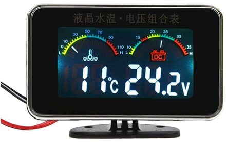 12V 24V Auto Lcd Water Temperatuur Meter Thermometer Voltmeter Gauge 2in1 Temp & Voltage Meter 17Mm Sensor