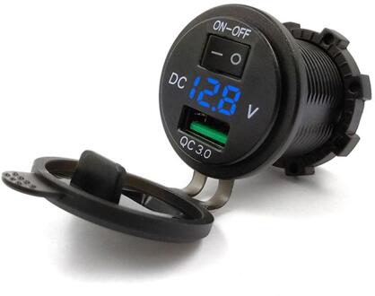 12V-24V Auto Motorfiets Sigarettenaansteker Usb Lader 5V 3.1A Voor Motorfiets Boot Auto Adapter Led digitale Display Voertuigen Blauw