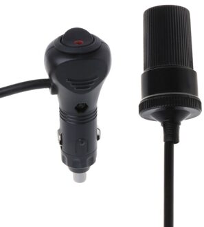 12V 24V Auto Sigarettenaansteker Adapte Kabel Stopcontact Met Aan-uit Schakelaar Knop #401