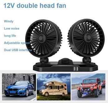 12V/24V Auto Ventilator 360 Graden Rotatie Abs Verstelbare Black Double Headed zwart