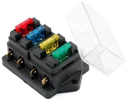 12V/24V Auto Voertuig Van Circuit Standaard Ato 4 Blade Fuse Box Block Holder + Zekering