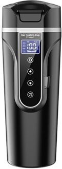 12V 24V Draagbare Auto Verwarming Cup Roestvrijstalen Cup Warmer Auto Waterkoker Koffie Mok Lcd Display Temperatuur wit