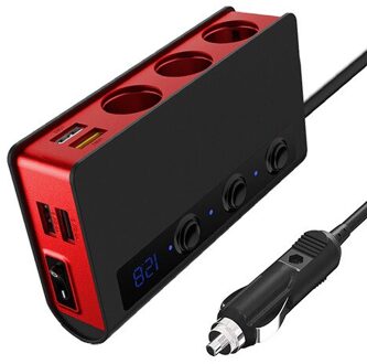 12V/24V Quick Charge 3.0 Sigarettenaansteker Splitter 3-Socket 180W Op-Off Dc power Auto Splitter Met 4-Port Usb Car Charger Rood