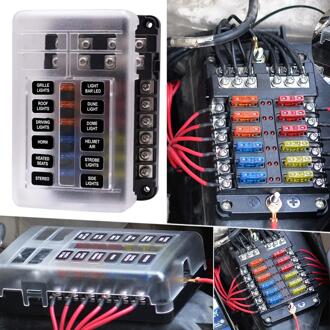 12V 32V 12 Way Blade Fuse Box Block Holder Led Indicator Circuit Auto Marine Waterdichte