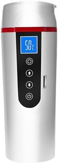 12V 420Ml Auto Elektrische Verwarming Cup Verwarming Waterkoker Intelligente Temperatuurregeling Lcd Display Temperatuur Ketel Veilig wit