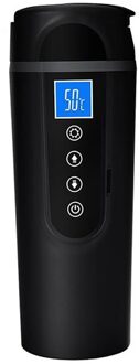 12V 420Ml Auto Elektrische Verwarming Cup Verwarming Waterkoker Intelligente Temperatuurregeling Lcd Display Temperatuur Ketel Veilig zwart
