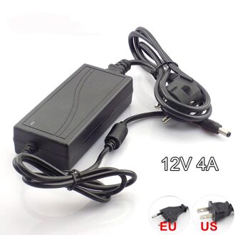 12V 4A Voeding Adapter Transformator Ac 110-240V Converter Cctv Camera Power Adapter 5.5*2.5mm Voor Led Strip Licht L19 eu stekker