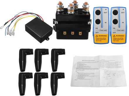 12V 500Amp Hd Elektrische Kaapstander Schakelaar Lier Solenoid Twin Draadloze Afstandsbediening Herstel 4x4