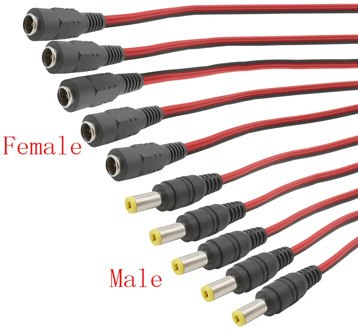 12V 5A DC connectors 5.5 x 2.1mm DC Power Pigtail Cable Male Female Connector for CCTV Security Camera Power Adapter Connectors