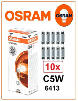12V 5W 41mm Sofit Ceiling Plate Bulb 10 PCs Original Osram 6413