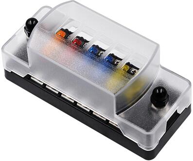 12V 6 Manier Terminals Circuit Auto Blade Fuse Box Block Holder Kit Met Cover Boord Motorfiets Auto Professionele Onderdelen