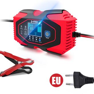 12V 6A 24V 3A Automatische Auto Batterij Oplader Power Pulse Reparatie Laders Lood-zuur/Lithium Batterij laders Digitale Lcd Display rood EU plug