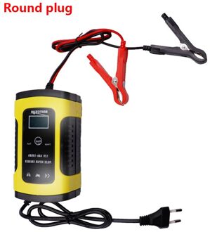 12V 6A Automatische Auto Batterij Oplader Voeding Pulse Reparatie Lader Nat Lood-Zuur Batterij Oplader Digitale Lcd display ronde plug