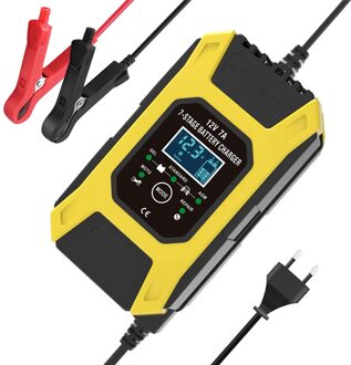 12V 7A Puls Acculader Digitale Lcd Display Motorfiets Auto Acculader Agm Gel Nat Lood-zuur Smart Fast batterij Oplader EU plug