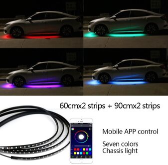 12V Auto Flexibele Strip Verlichting Auto Led Rgb Onder Chassis Decoratieve Lamp Auto Underbody System Sfeer Licht Auto Accessoires 60X90cm App