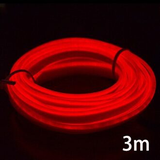 12V Auto LED EL Draad Strips Waterdichte Flexibele Neon EL Wire Indoor Interieur flexibele LED Party Decoratie Strip Auto verlichting Strip rood-3m