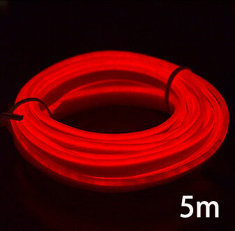 12V Auto LED EL Draad Strips Waterdichte Flexibele Neon EL Wire Indoor Interieur flexibele LED Party Decoratie Strip Auto verlichting Strip rood-5m