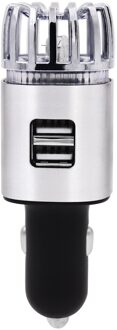 12V Auto Luchtreiniger Ionisator Deodorizer Outdoor Persoonlijke Auto Met Dual Usb Charger Ionische Luchtreiniger Onderdelen Decoratie zilver