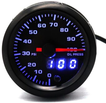 12V Auto Olie Meter Manometer Auto Oliedrukmeter 0-100 Psi Analoge Black Case Met Led 52 Mm