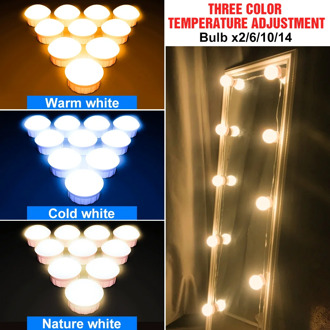 12V Beauty Vanity Lamp 3 Colors 2 6 10 14 Bulbs Dresser Table Light LED Makeup Mirror Lamp Kit Dimmable USB Cosmetic Light Bulb