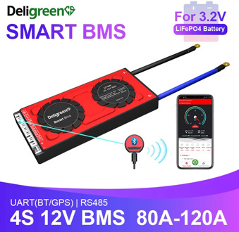 12V BMS Smart BMS 4S 80A 100A 120A UART 485 CAN modbus Bluetooth LCD screen for 12V LiFePO4 Battery RV