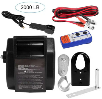 12V Electric Winch Kit 2721 KG with Radio Remote Control Winch Boat Winch Winch Cable Lifting Tools