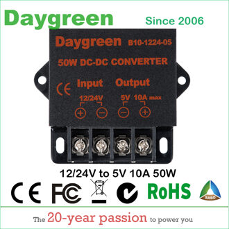 12V naar 5V 10A 50W DC DC Converter Regulator Auto Step Down Reducer Daygreen CE Gecertificeerd 12V om 5V 10AMP