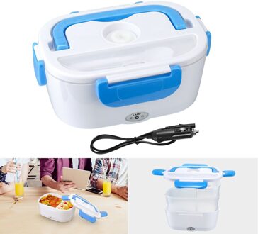 12V Outdoor Picknick Draagbare Elektrische Verwarmde Verwarming Lunchbox Bento Voor Auto Reizen Voedsel Warmer Blauw