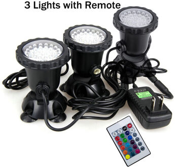 12V Rgb Led Onderwater Licht 36LED IP68 Waterdichte Aquarium Spotlight Zwemmen Zwembad Fonteinen Vijver Tank Licht Voor Landschap Decor 3 Lights met afgelegen