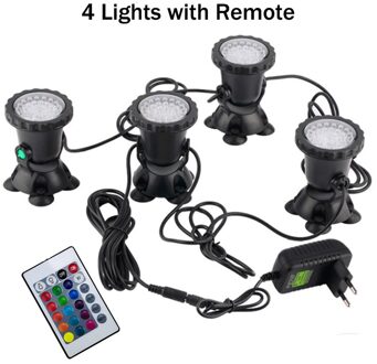 12V Rgb Led Onderwater Licht 36LED IP68 Waterdichte Aquarium Spotlight Zwemmen Zwembad Fonteinen Vijver Tank Licht Voor Landschap Decor 4 Lights met afgelegen