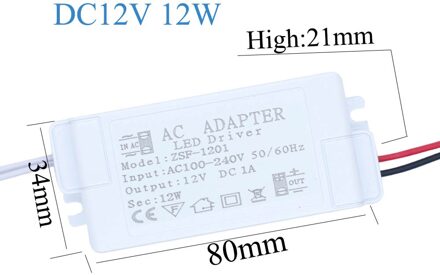 12V Voeding Met Case Led Driver Transformator 6W 12W 18W 24W 36W 48W 60W Led Voeding AC220V Voor Driver Led Strip nieuw 12V 1A 12W
