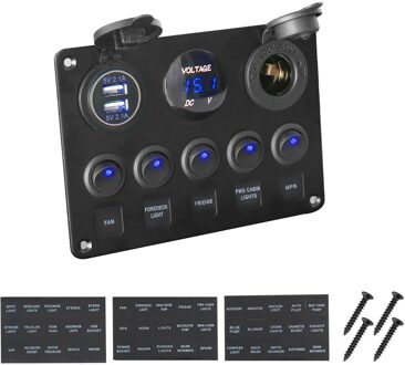 12V Waterdichte Digitale Voltmeter Dual Usb-poort Outlet Combinatie Auto Marine Boot Led Rocker Switch Panel Blauw