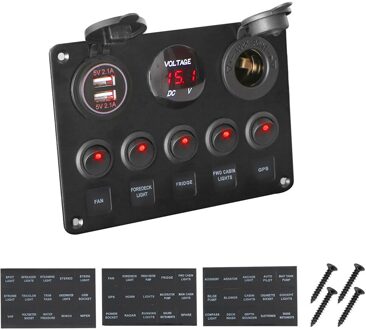12V Waterdichte Digitale Voltmeter Dual Usb-poort Outlet Combinatie Auto Marine Boot Led Rocker Switch Panel Rood