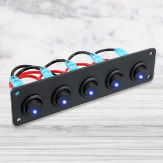 12V Waterdichte Digitale Voltmeter Dual Usb-poort Outlet Combinatie Auto Marine Boot Led Rocker Switch Panel single row blauw