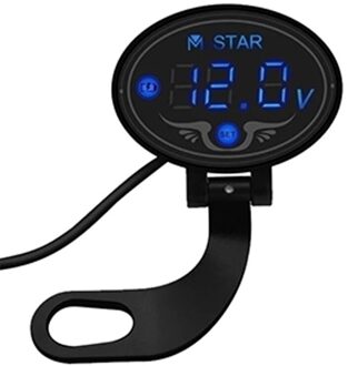12V24V Motorfiets Auto Batterij Voltmeter Led Display Met Lage Spanning Waarschuwing Det G8TE Blauw