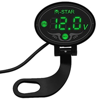 12V24V Motorfiets Auto Batterij Voltmeter Led Display Met Lage Spanning Waarschuwing Det G8TE leger groen
