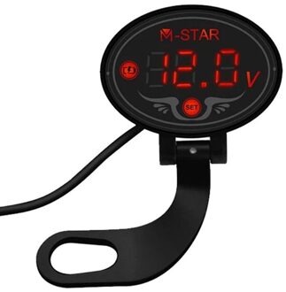 12V24V Motorfiets Auto Batterij Voltmeter Led Display Met Lage Spanning Waarschuwing Det G8TE Rood