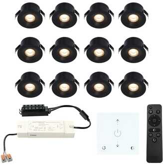 12x Cadiz - Mini LED spotjes 12V IP44 Dimbaar via Zwart