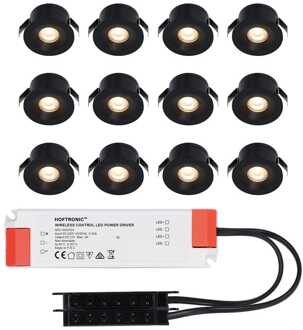 12x Cadiz - Mini LED spotjes 12V IP44 Zwart