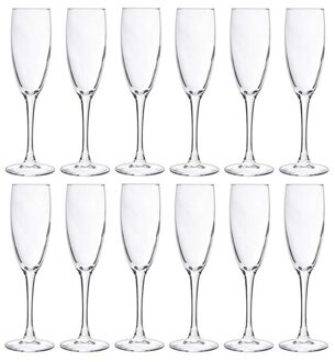 12x Champagne glazen 190 ml - Champagneglazen Transparant