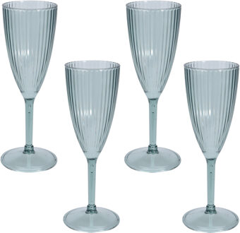 12x Champagneglazen/flutes van kunststof 225 ml