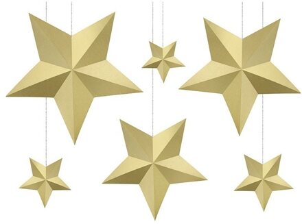 12x DIY kerstboom hangers gouden sterren - Kerststerren