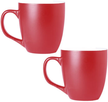 12x Drinkbeker/mok rood 440 ml - Keramiek - Rode mokken/bekers voor onbijt en lunch