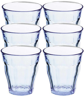 12x Drinkglazen/waterglazen blauw Prisme 275 ml - Drinkglazen