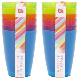 12x Gekleurde drinkbekers/mokken kunststof 10 cm voor kinderen