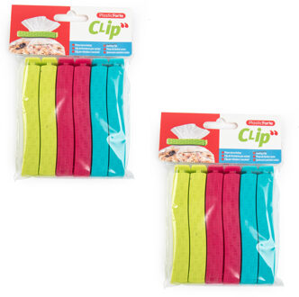 12x Gekleurde keuken afsluitclips / vershoudclips 11 cm - Keukenbenodigdheden voedsel afsluiten klemmen/clips - Vershoudklemmen / vershoudclips / vershoudknijpers