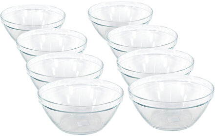 12x Glazen keuken schaaltjes/kommetjes Pompei 14 cm/500 ml - Schalen/kommen/mengkommen van glas