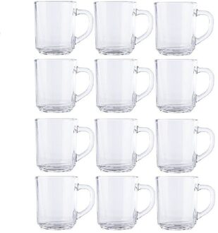 12x Glazen voor thee/koffie 250 ml - Koffie- en theeglazen Transparant