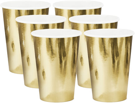 12x Gouden feest bekers 11 cm - Feestbekertjes Goudkleurig